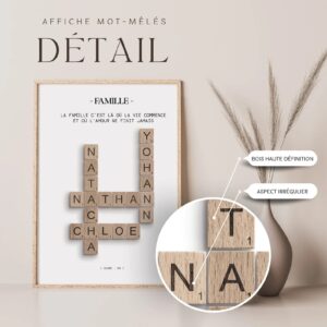 Affiche mots mêlés type scrabble personnalisée sweetprintables