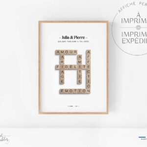 Affiche mots mêlés type scrabble personnalisée sweetprintables