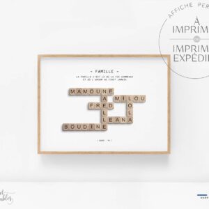 Affiche mots mêlés type scrabble personnalisée sweetprintables