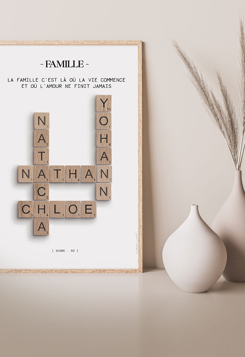 Affiche mots mêlés type scrabble personnalisée sweetprintables